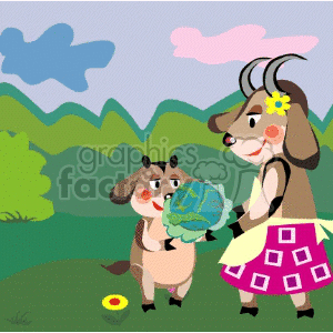 Mother Goat and Kid Celebrating Mothers' Day