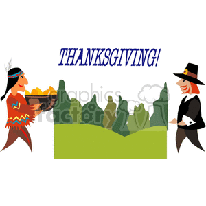 Thanksgiving with Pilgrim and Native American