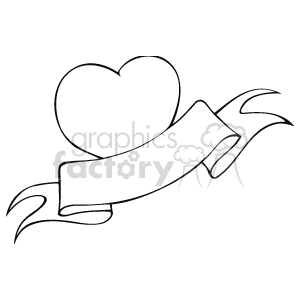  This clipart image portrays a stylized heart coupled with an unfurled banner or scroll, which commonly symbolizes love and romance and is often associated with Valentine