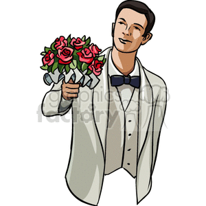 Groom Holding Bouquet