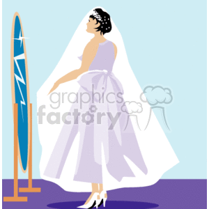 Bride in Wedding Dress with Mirror