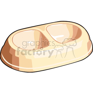 A clipart image of a beige double dog feeding bowl.