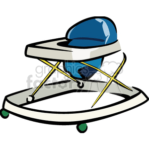 Baby Walker with blue seat clipart. Commercial use GIF ...