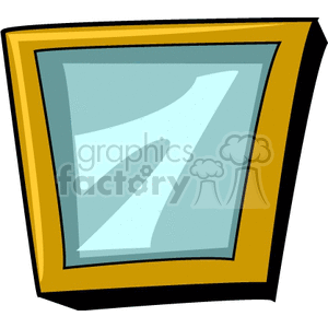 A clipart image of a rectangular household mirror with a golden frame.