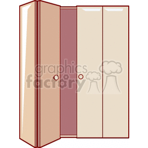 Illustration of a household closet with two doors, used for storing clothes.