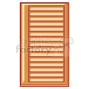 Illustration of a wooden window shutter with horizontal slats.