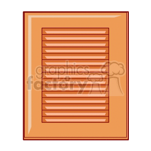 Clipart image of a wooden window shutter with horizontal slats.