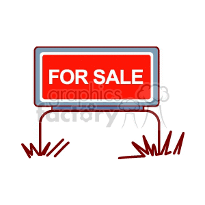 Clipart image of a 'For Sale' sign typically used in real estate.