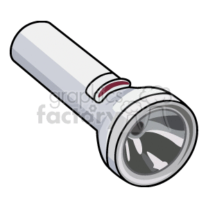 A clipart image of a white flashlight with a red button on the handle.