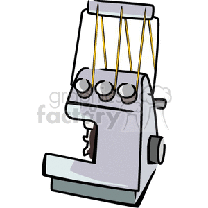 Clipart image of a sewing machine with multiple threads.