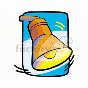 Clipart image of a bright, illuminated lamp in a cartoon style with blue and yellow colors.