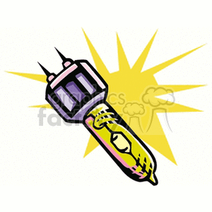 A clipart image of a light bulb with a starburst design in the background. The type you find on christmas lights