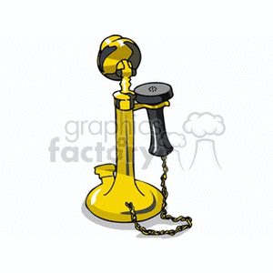 Illustration of a vintage candlestick telephone in yellow and black.