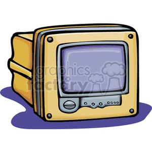 A retro-style clipart image of an old-fashioned television with a bulky design, featuring a classic screen and control buttons.