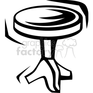 A black and white clipart image of a stool with a round seat and three-legged base.