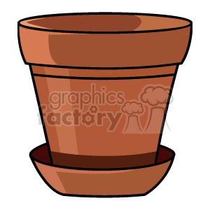 Clipart image of a brown flower pot with a matching saucer.