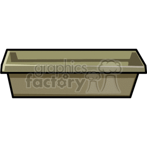 A simple rectangular, olive-colored planter box clipart image.