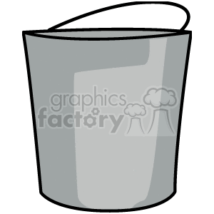 A simple grey bucket clipart image with a handle.