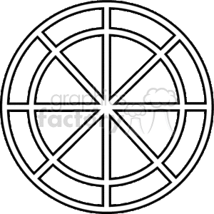 The image appears to be a simple black and white line art illustration of a round window with multiple panes, typically found in a household or interior architectural setting.