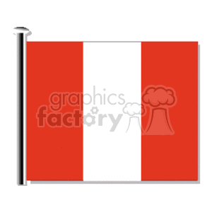 The image is a simple clipart representation of the national flag of Peru, which features three vertical stripes — two red on the outside and one white in the middle.