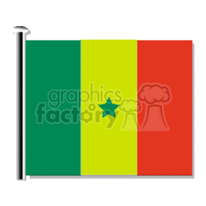 Senegal Flag - Vertical Stripes and Star