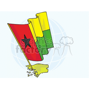 Guinea-Bissau Flag with Global Background