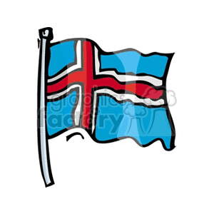 Icelandic Flag Illustration - Waving National Flag of Iceland