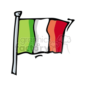 The image depicts a cartoon-style illustration of the flag of Italy, characterized by its three vertical stripes of green, white, and red.