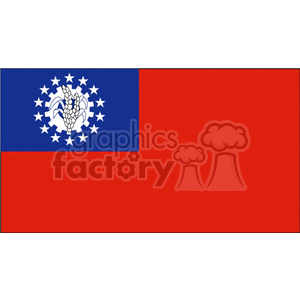 myanmar flag with symbol