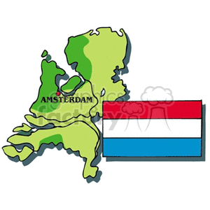 Netherland flag with the city of amsterdam