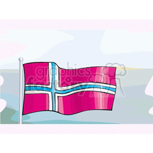 norway flag and pole