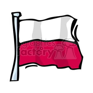 The image is a simple clipart representation of the national flag of Poland, which consists of two horizontal bands of white (top) and red (bottom).