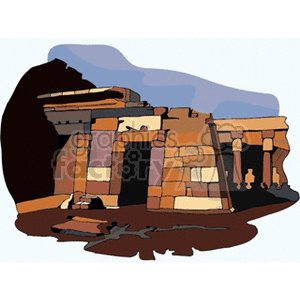 Clipart image of an ancient tomb or temple structure resembling iconic Middle Eastern landmarks.