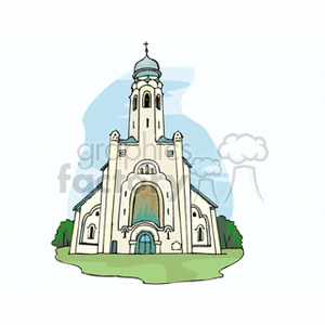 Clipart image of a religious church building with architectural features.