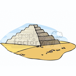 Clipart image of a pyramid on a sandy landscape, representing an iconic international landmark.