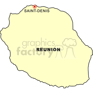 Clipart image of Reunion Island with Saint-Denis marked.