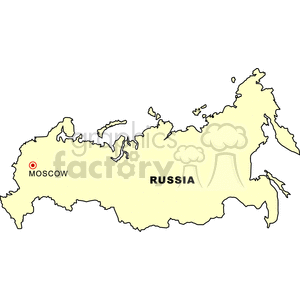 A simple outline map of Russia showing the location of Moscow.