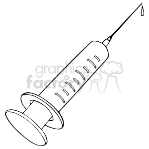 A black and white clipart image of a medical syringe with a needle being prepared for an injection.