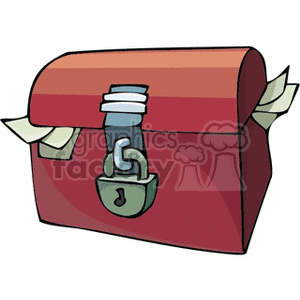 Image of a Locked Treasure Chest with Money