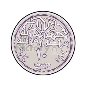 Clipart image of a 10 Tunisian dinar coin with Arabic script and intricate design patterns.