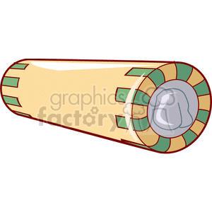 Clipart image of a brown and green roll of coins