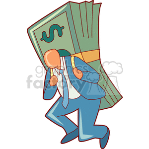 Image of Person Carrying Large Bundle of Money