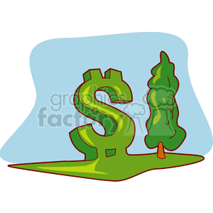 Green Dollar Sign and Tree