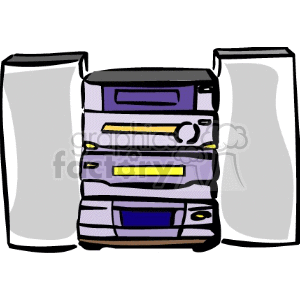 Clipart image of a stereo system with speakers.