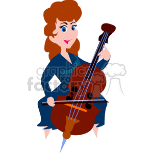 Cartoon Female Musician with Cello