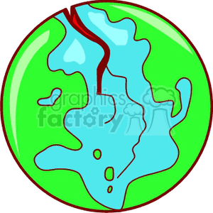 A clipart image of the Earth with a visible crack in the surface, symbolizing environmental issues.