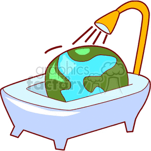 Earth Globe in Bathtub