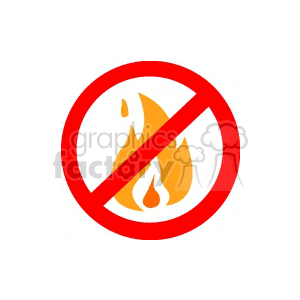 A clipart image depicting a 'No Campfires' sign with a fire symbol crossed out.