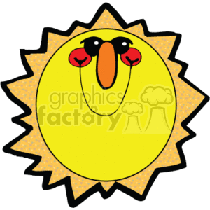   This image depicts a stylized representation of the sun with a smiling face. The sun