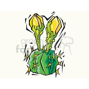 Stylized Cactus with Flowers